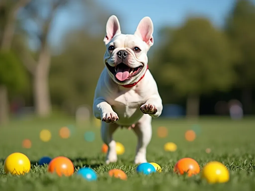 Französische Bulldogge beim Spielen