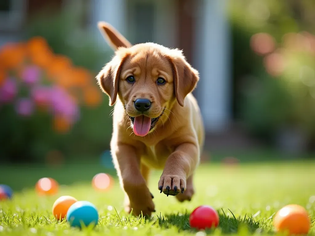 Labrador Braun Welpe spielen